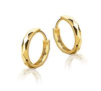 9 Karat 375 Gold Rund Creolen Diamantiert Gelbgold Italienisch Zeitlos Elegante Ohrringe - HLK-620