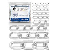 9 meter 2mm starke Kette Edelstahl Meterware V4A Schaukel Ketten kurzgliedrig am Stück Stahlkette A4 DIN 56856 Edelstahlkette DIN 766 rostfreie Gliederkette Ankerkette 9m