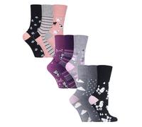 9 Paar Multipack Ladies Cotton Crew Non Elastic Socks | Gentle Grip | Womens Soft Top Striped Patterned Non Binding Socks - Cats & Dogs EU 37 - 42