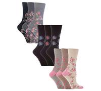 9 Paar Multipack Ladies Cotton Crew Non Elastic Socks | Gentle Grip | Womens Soft Top Striped Patterned Non Binding Socks - Floral 1 EU 37 - 42