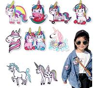9 Stück Aufbügelflicken Einhorn, Patches Zum Aufbügeln Kinder, für DIY Kleidung Bügel Flicken