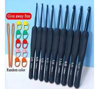 9 Stück blaues Edelstahl Häkelnadel Set mit weichem Griff, ergonomische Stricknadeln für Amigurumi, Garn, Handarbeit, DIY Anfänger, Weihnachtsgeschenk