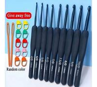 9 Stück blaues Häkelnadel Set, Edelstahl Häkelnadeln mit weichem Griff für Amigurumi, Stricken, Anfänger, geeignet für Strickwolle, Wollsocken, Pullov