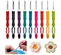 9 Stück Häkelnadel Set, 2,0mm-6,0mm Häkelnadeln, Crochet Hook mit Ergonomische Griff, Stricknadeln für Anfänger und Häkelliebhaber zum Stricken von Schals, Pullovern und Handschuhen