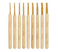 9 Stück Häkelnadel Set,2 mm-6 mm Holz Häkelnadeln Set mit Holzgriff Ergonomische Stricken Nadel,Extra Leichte Stricknadeln Crochet Hook für Anfänger und Häkelliebhaber