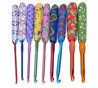 9 Stück Häkelnadeln Set Bunte Häkelnadel Set Komfort Griff Häkeln Stricken Nadeln DIY Bastelzubehör für Garnstrickhandwerk