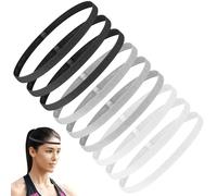 9 Stück Sport Haarband Herren Jungs, Elastische Haarband Sport Jungen, Rutschfeste Stirnbänder Dünn Männer Damen Haarbänder für Fußball Joggen(Schwarz, Weiß, Grau)