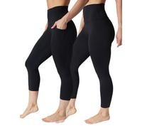 90 Degree by Reflex Capri-Leggings mit Einer Tasche, 2 Stück, Schwarz/Schwarz, X-Klein