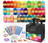 90 Stück Häkelset für Anfänger, 1575 Yards Garn in 36 Farben, 54-Teiliges Häkelzubehör-Set Inklusive Ergonomischer Häkelnadeln für DIY-Amigurumi, Schals,Geschenkidee zu Weihnachten(Schwarz)