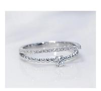 925 Damen Doppelring Stapelbarer Schmuck Brautset Hochzeits-Verlobungsring Zubehör