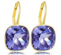 925 Damen Ohrringe Gold Tanzanite Kristalle Silberschmuck vergoldet Damen Ohrhänger großer Stein NOBEL SCHMUCK
