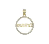 925/- Echt Silber Anhänger ohne Kette "Ommy", runder Anhänger für Mama´s, Zirkonia be