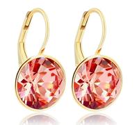 925 Goldohrringe mit Rose Peach Kristallen NOBEL SCHMUCK