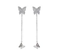 925 Silber Nadel Persönlichkeit Mode Schmetterling Lange Ohrringe Quaste Dual-Use hinten hängende Ohrringe Frauen Exquisite Schmuck Geschenk