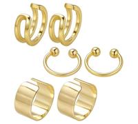 925 Silber Ohrmanschetten Nicht Piercing Clip On Knorpel Schmuck Boho Creolen für Frauen Minimalistische Helix Ear Cuff, Universal Size, Messing, Kein Edelstein