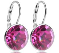 925 Silber-Ohrringe Kristalle Pink Fuchsia - kurze Ohrhänger schlicht Silberohrhänger NOBEL SCHMUCK