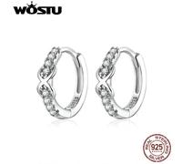 (925 Silber) Wostu echte 925 Sterling Silber Infinity Love Creolen CZ Kreis kleine Ohrring für Frauen