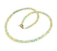 925 Sterling Silber 3 mm bis 4 mm natürliche äthiopische Welo Feueropal facettierte Rondelle Edelstein Perlen Halskette für Frauen | AAA-Qualität Opal perlen | 18-Zoll-Opal-Halskette | Opalschmuck