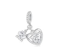 925 Sterling Silber April Birthstone Charms für Pandora Armbänder und Halskette, Infinity Heart mit Crown Armband Bead Charm Schmuck Geschenke für Frauen Mädchen, Geburtstag,Muttertag