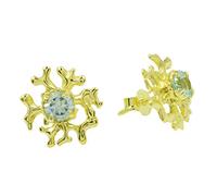 925 Sterling Silber Blau Topas Ohrstecker 6mm Runde Facettierte Ohrstecker mit Grünem Edelstein Kristall Schmuck Klassische Minimalistische Ohrringe für Frauen