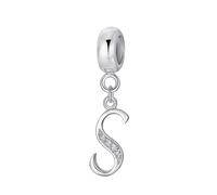 925 Sterling Silber Buchstaben-Charm - Alphabet & Initial Charms, Jubiläum & Wörter Charm - Passend für Pandora Armband, 23mm, Sterling-Silber, Kein Stein