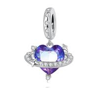 925 Sterling Silber Charms Anhänger für Pandora Armbänder,Silber Girly Planet hängendes Herz Charm Bead