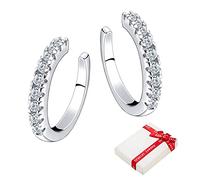 925 Sterling Silber Ear Cuff Ohrklemme Ohrringe Set für Damen Frauen,Verstellbar Glitzer Zirkonia Earcuffs CZ Pflastern Ohr Manschette Clips Kleine Creolen Modeschmuck Geschenk Weihnachten Geburtstag