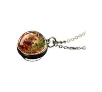 925 Sterling Silber Fuchs-Halskette für Damen und Herren, hübscher roter süßer Tier-Doppelseiten-Glasanhänger, Mädchen-Gold-Anfangshalskette, Schmuck Damen, Therian