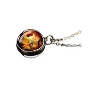 925 Sterling Silber Fuchs-Halskette für Damen und Herren, hübscher roter süßer Tier-Doppelseiten-Glasanhänger, Mädchen-Gold-Anfangshalskette, Schmuck Damen, Therian