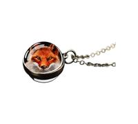 925 Sterling Silber Fuchs-Halskette für Damen und Herren, hübscher roter süßer Tier-Doppelseiten-Glasanhänger, Mädchen-Gold-Anfangshalskette, Schmuck Damen, Therian