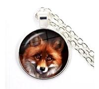 925 Sterling Silber Fuchs Halskette für Damen und Herren, Kawaii Anhänger Seil Niedliches Tier Glas Halsband Handwerk Vintage, Mädchen Gold Initial Halskette, Schmuck Damen, Therian