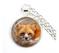 925 Sterling Silber Fuchs Halskette für Damen und Herren, Kawaii Anhänger Seil Niedliches Tier Glas Halsband Handwerk Vintage, Mädchen Gold Initial Halskette, Schmuck Damen, Therian