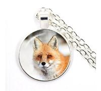 925 Sterling Silber Fuchs Halskette für Damen und Herren, Kawaii Anhänger Seil Niedliches Tier Glas Halsband Handwerk Vintage, Mädchen Gold Initial Halskette, Schmuck Damen, Therian