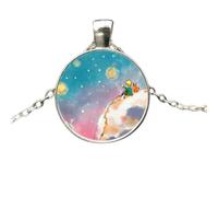 925 Sterling Silber Fuchs Halskette für Damen und Herren, Unter dem Mond Glaskuppel Halskette, Mädchen Gold Initial Schmuck Damen, Therian