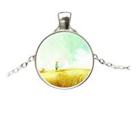 925 Sterling Silber Fuchs Halskette für Damen und Herren, Unter dem Mond Glaskuppel Halskette, Mädchen Gold Initial Schmuck Damen, Therian