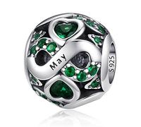 925 Sterling Silber Geburtsstein Charms Anhänger mit 5A Cubic Zirkonia Dangle Beads Charms,Openwork Perlen Liebesherz Anhänger für Pandora Europäische Charme Armband Schmuck