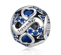 925 Sterling Silber Geburtsstein Charms Anhänger mit 5A Cubic Zirkonia Dangle Beads Charms,Openwork Perlen Liebesherz Anhänger für Pandora Europäische Charme Armband Schmuck