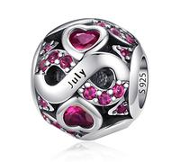 925 Sterling Silber Geburtsstein Charms Anhänger mit 5A Cubic Zirkonia Dangle Beads Charms,Openwork Perlen Liebesherz Anhänger für Pandora Europäische Charme Armband Schmuck