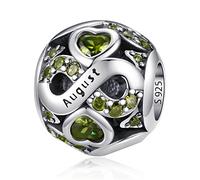 925 Sterling Silber Geburtsstein Charms Anhänger mit 5A Cubic Zirkonia Dangle Beads Charms,Openwork Perlen Liebesherz Anhänger für Pandora Europäische Charme Armband Schmuck