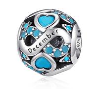 925 Sterling Silber Geburtsstein Charms Anhänger mit 5A Cubic Zirkonia Dangle Beads Charms,Openwork Perlen Liebesherz Anhänger für Pandora Europäische Charme Armband Schmuck