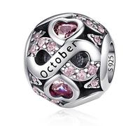 925 Sterling Silber Geburtsstein Charms Anhänger mit 5A Cubic Zirkonia Dangle Beads Charms,Openwork Perlen Liebesherz Anhänger für Pandora Europäische Charme Armband Schmuck