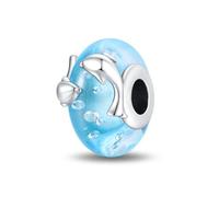925 Sterling Silber Glas Charm Geburtsstein Tier Mama Blume Anhänger Hund Katze Kreuz Weihnachten für Pandora Charm Armband, one size, Sterling-Silber, Zirkon