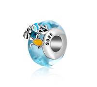 925 Sterling Silber Glas Charm Geburtsstein Tier Mama Blume Anhänger Hund Katze Kreuz Weihnachten für Pandora Charm Armband, one size, Sterling-Silber, Zirkon