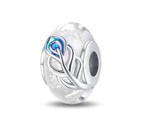 925 Sterling Silber Glas Charm Geburtsstein Tier Mama Blume Anhänger Hund Katze Kreuz Weihnachten für Pandora Charm Armband, one size, Sterling-Silber, Zirkon