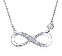 925 Sterling Silber Halskette - Billie Bijoux "Endless Love" Infinity Herz Anhänger weißes Gold überzogene Diamant Frauen einstellbare Halskette (A-silber)