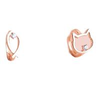 925 Sterling Silber Katze Fisch Ohrringe (Roségold)