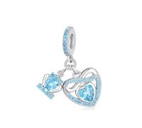 925 Sterling Silber März Birthstone Charms für Pandora Armbänder und Halskette, Infinity Heart mit Crown Armband Bead Charm Schmuck Geschenke für Frauen Mädchen, Geburtstag,Muttertag