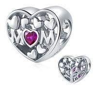 925 Sterling Silber Mama Charm, Stammbaum des Lebens Mom Herz Familienbaum Perlen, Weihnachten Baum Charms passen Pandora Muttertag Armband, Geschenk für Mutter Tochter/Sohn oder Mädchen/Junge