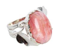 925 Sterling Silber Modeschmuck Ring mit rosa Opal 18x12mm Handmade Schmuck Set Geschenk für Frauen Geburtstag Weihnachten M 1/2, 53 (16.9)