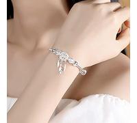 925 Sterling Silber Quaste Feder Charm Armband Armreif für Frauen Mode Elegante Schmuck Accessoires